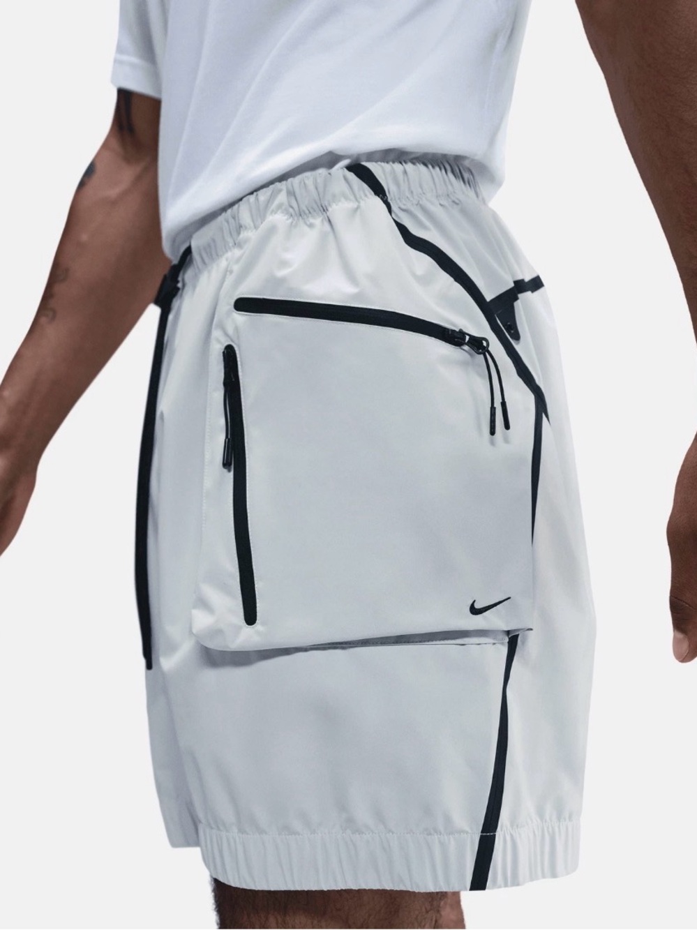 Nike Men’s White Athletic Shorts with Black Trim